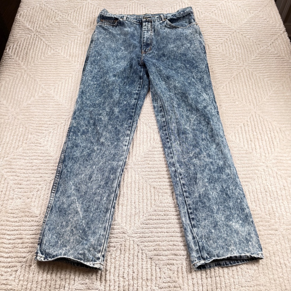 Nixit Marble Wash Straight Leg Jeans Men 36x32 Blue Acid Wash Vintage 80s Denim